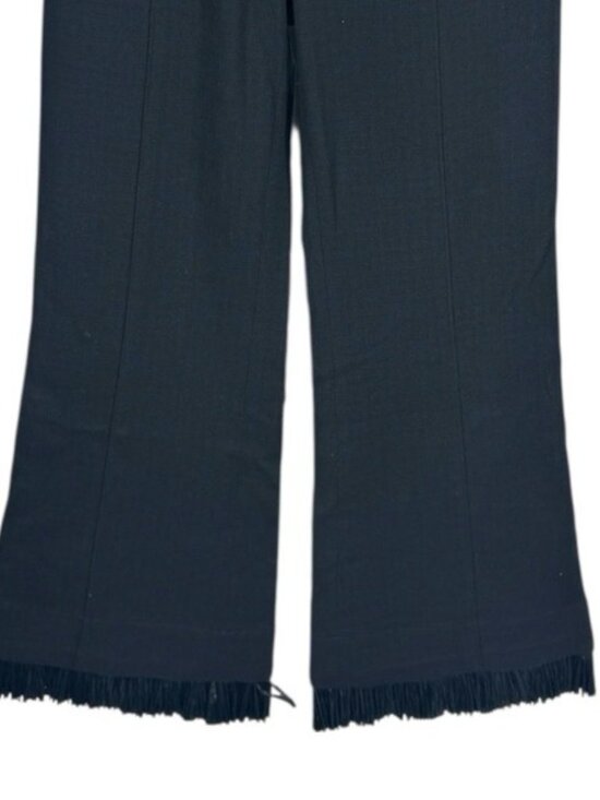 CLEA Parker Trouser Black S NWT Fringe Hem Kick Flare Cotton Linen Pintuck - Picture 8 of 16